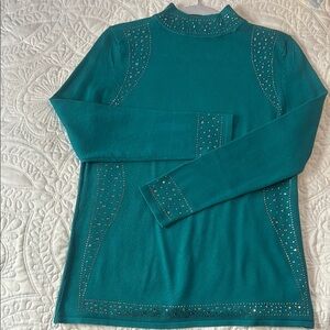 Teal Long Sleeve‎ Top with Studded Details